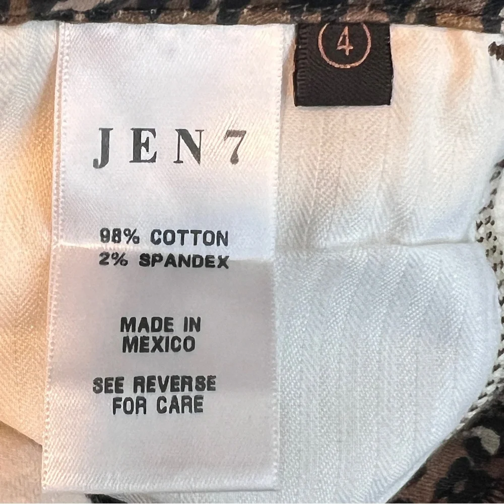 Jen 7 Size 4 Animal Print Ankle Skinny Stretch Denim Pants w/5 Pockets B…